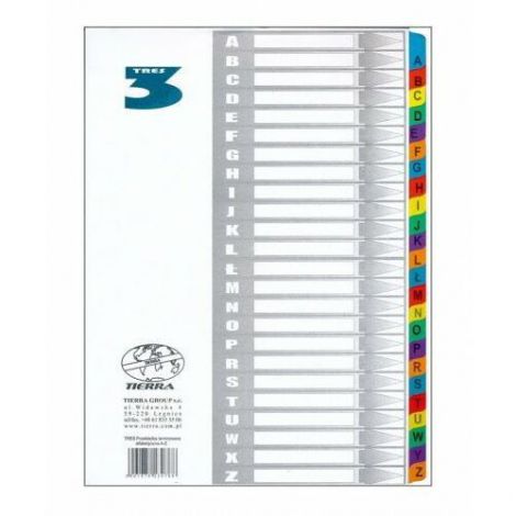 Przekładki Tres A5 kolorowe laminowane A-Z